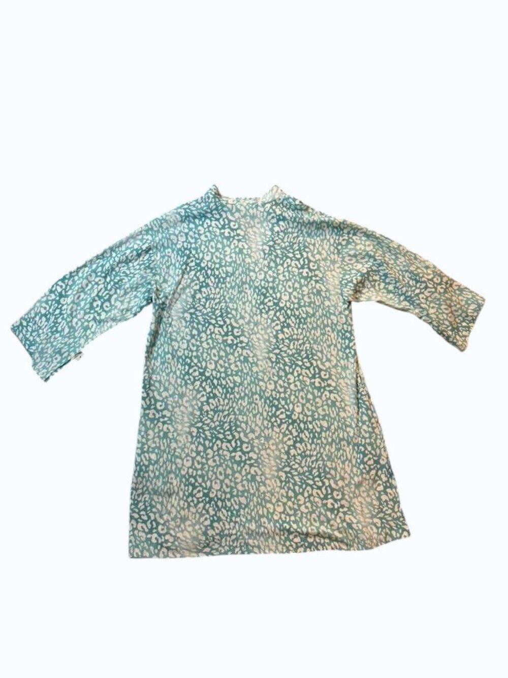 Notori Women's Tunic Dress Size L Blue White Animal Print 100% Rayon Casual - Picture 2 of 9